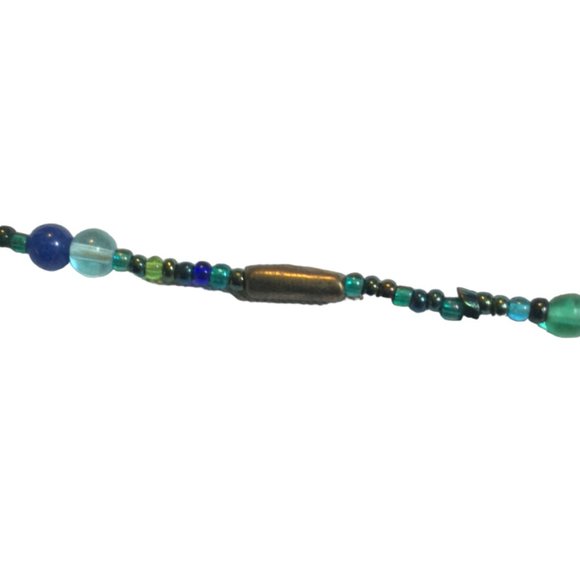 Beaded Necklace - Glass and Stone with Two Shifting Jade Beads 47" *NEW* - Picture 4 of 4
